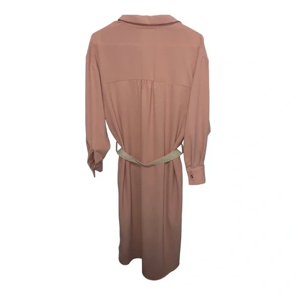 Zara Midi Oversized Belted Pink Shirtdress with Side Split | Size S - Picture 5 of 13